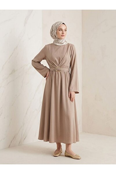 Generic Brand Front-Tie Accessory Detailed Dress-Mink