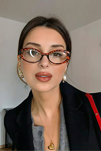 Chunky Frame نظارات كات آي كلاسيكية عتيقة الطراز بتصميم جلد الفهد مع فلتر للض...