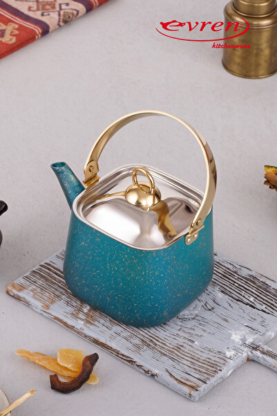 Evren Kare Granit Herbal Tea Pot Green 1.25 Lt, Tea Herbal Teapot Large Size ...