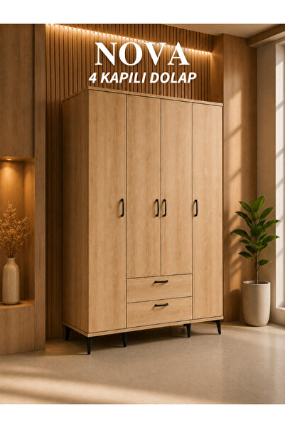 Cozibo Nova 4 Kapılı 2 Çekmeceli Dolap, Gardrop