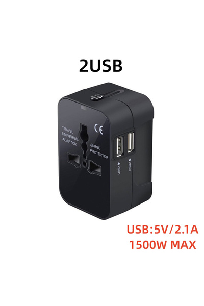 Choice محول سفر عالمي بمنفذين USB مزدوجين، محول من قابس المملكة المتحدة إلى ا...
