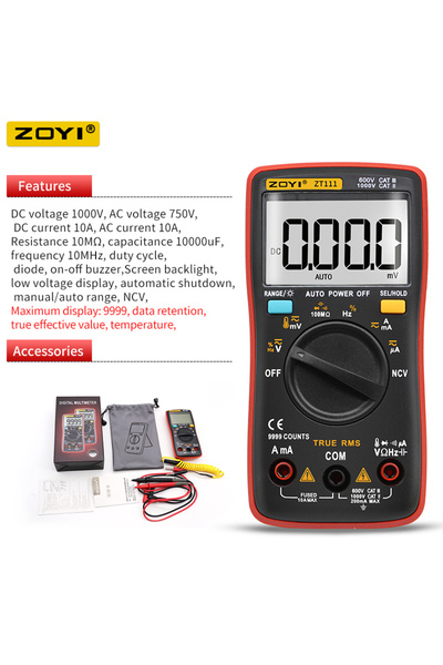 Choice1 ZT111 NCV Function ZOYI ZT109/111 Digital Electrical Multimeter 6000 ...