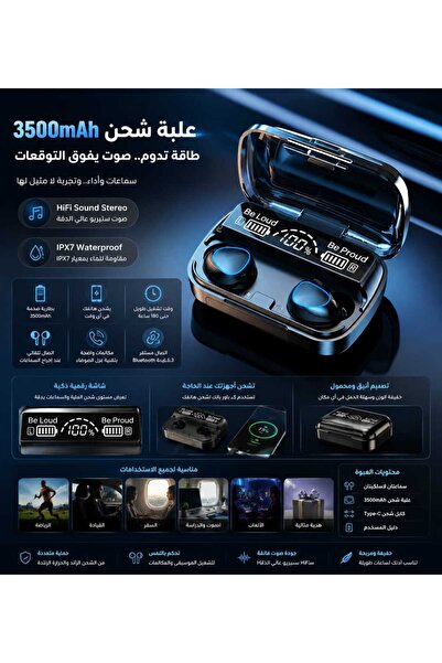 Generic M10 Wireless Bluetooth Earbuds with Digital Display Touch Control and...
