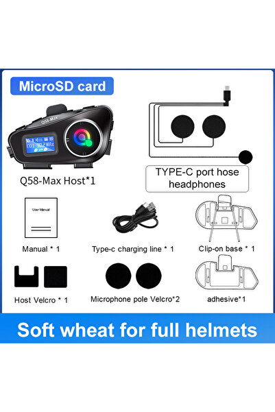 Choice1 Q58 Max Soft 1PCS Q58 Max Motorcycle Intercom Headset Helmet Waterpro...