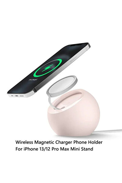 Choice Pink Magnetic Wireless Charging Desk Ball Shape Silicone Holder Stand ...