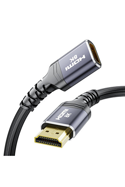 choice2 0.5M Silver HDMI 2.1 8K Male to Female Cable HDMI Extension Braided C...