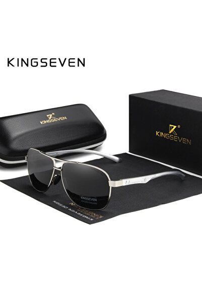 Choice4 نظارات شمسية أصلية للرجال من ماركة KINGSEVEN باللون الرمادي الفضي، مس...