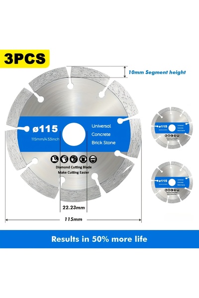 Choice3 115MM-3PCS 3pcs of 115/125 Mm Diamond Saw Blades, Suitable for Cuttin...