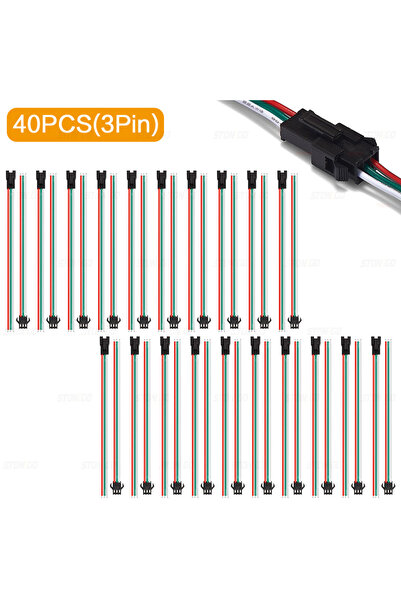 Choice7 40 قطعة (3 دبابيس) من أسلاك توصيل تمديد LED من STONEGO، 20/40 قطعة، أ...