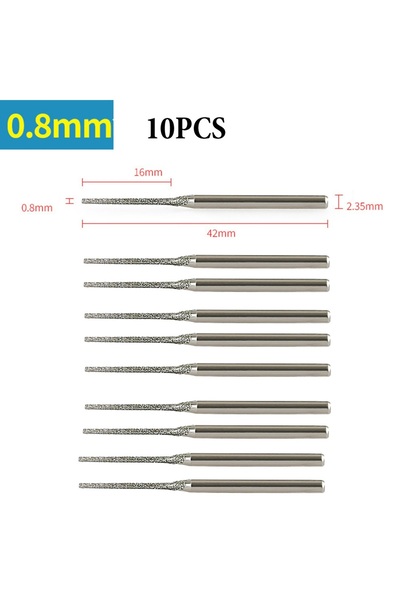 Choice3 10PCS 0.8mm 10PCS 0.8-2.5mm Diamond Drill Bits With 2.35mm Shank For ...