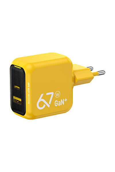 Aohi Magcube 2 Portlu Şarj Adaptörü, GaN+ 67W Hızlı Şarj Cihazı, Sarı