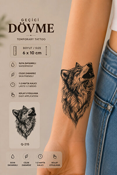 Barly Geçici Kurt Figürlü Mini Dövme Tattoo