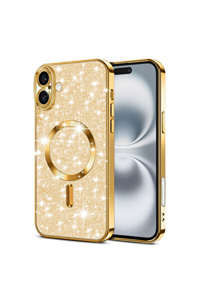 Apple Husa MagSafe pentru iPhone 16 Plus, Techsuit, Luxury Glitter, Aurie
