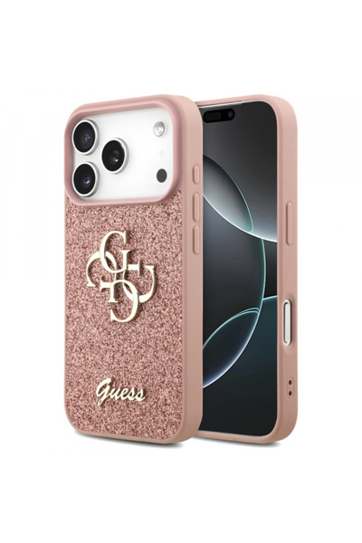 Apple Husa pentru iPhone 17 Pro, Guess, Fixed Glitter Big 4G, Roz