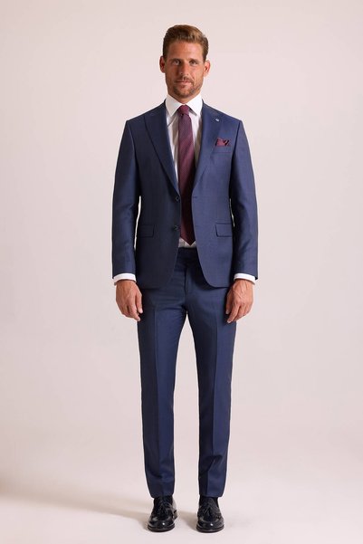 Ysf Erkek Petrol Slim Fit Sivri Yaka Takım Elbise