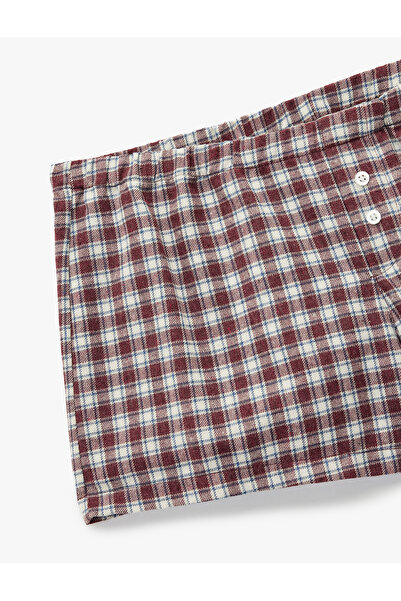 Koton Buttoned Plaid Shorts Pajama Bottoms
