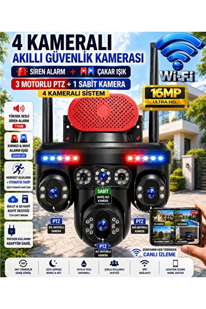 Ventus MPIA GORO 4 LENS WiFi 3 PTZ (3 Kamera Motorlu +1 Kamera Sabit) IP66 Ge...