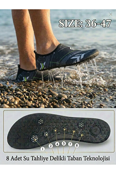 Sea&Blue White Patterned Non-Slip Sole Sea Shoes - Flexible Beach and Pool Sh...