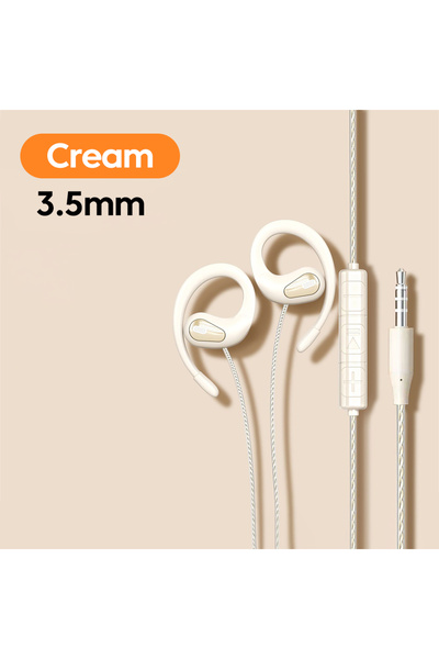 Choice6 1.2m 3.5mm Beige 3.5mm/Type-C Wired Headphones Hook-on Ear HD Noise C...