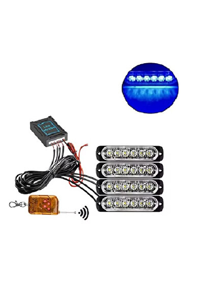 OEM Σετ φανάρια LED μπλε 6 SMD 12V/24V με 12 λειτουργίες και χειριστήριο 4 τε...