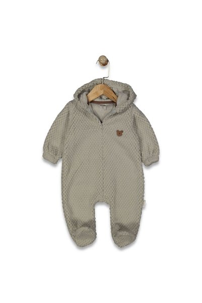 TWOBEYS 70362 Unisex Bebek Kabartmalı Kapüşonlu Welsoft Ayaklı Tulum