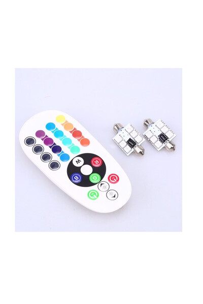 OEM LED RGB Σωληνωτό Φωτάκι Αυτοκινήτου Με Τηλεκοντρόλ 36mm 6 SMD 5050 2 τεμά...