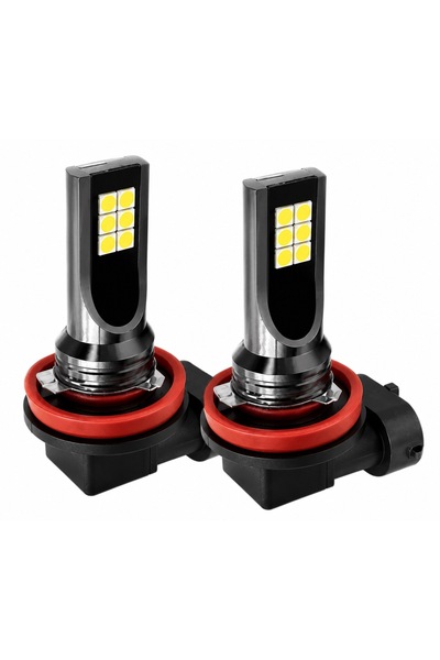 Ruan Set 2 Becuri auto LED H11 / H8 putere 120W 12LED SMD temperatură 6000K 6...