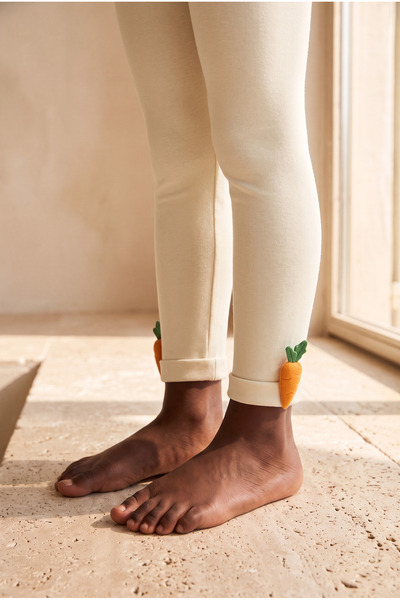 BONY SOCKS Παιδικό βαμβακερό κολάν με αξεσουάρ καρότο μπεζ