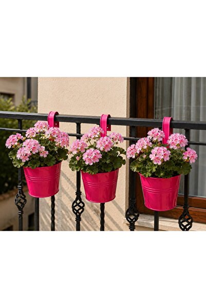 NATURELMETAL GALVANİZ METAL ASKILI BALKON BAHÇE SAKSI ÜÇLÜ SET FİYATIDIR