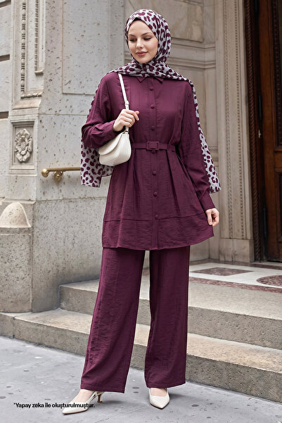 InStyle Kemerli Mürdüm İkili Takım