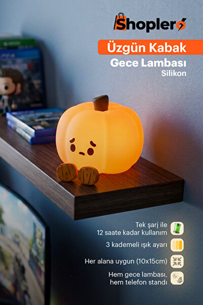 Shoplero Silikon Üzgün Kabak Gece Lambası