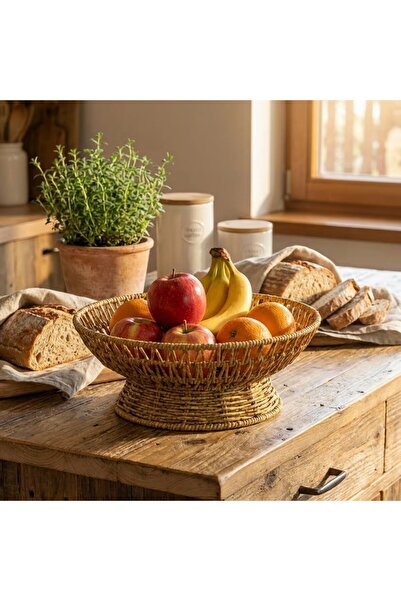 Marsilyan 25 cm Plastic Rattan Serving Bowl – Natural Wicker Look Decorative ...