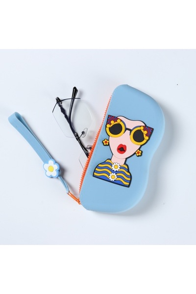 Choice Blue Cute Sunglasses Storage Bag, Portable with Glasses Case, Anti Dro...