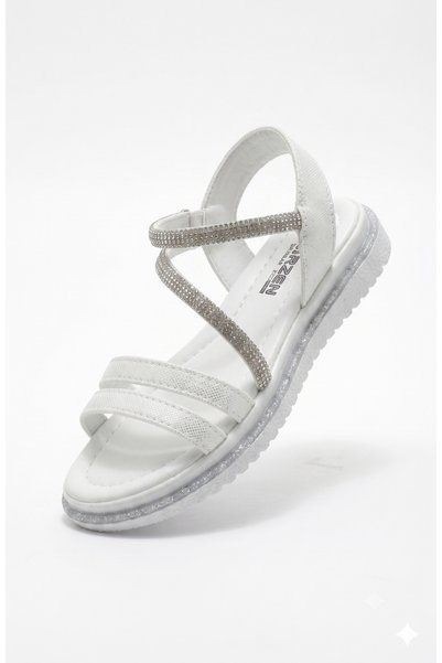 ORELİON Girl's Stoned Orthopedic Sandals – Glittery Special Occasion and Summer Evening Dress Model Sandals