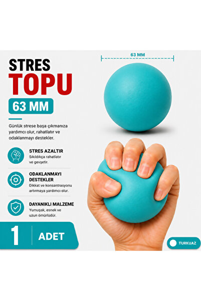 NUBEX PROMOSYON 63 mm PU Stres Topu - Yumuşak Sıkma Topu - 14 Renk Seçeneği -...