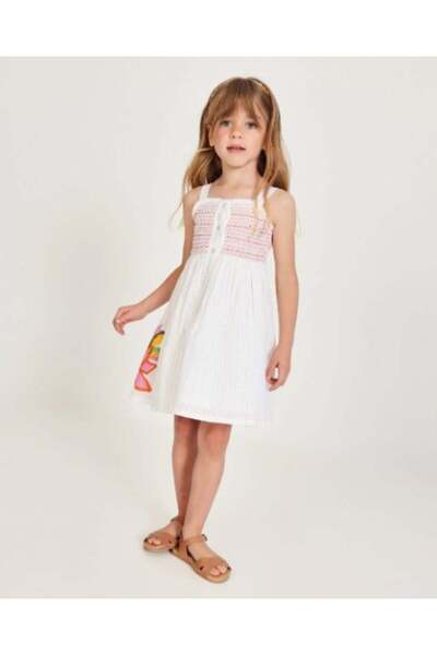 Tuc Tuc Girl's Strappy Embroidered Summer Dress 2-8 Years White