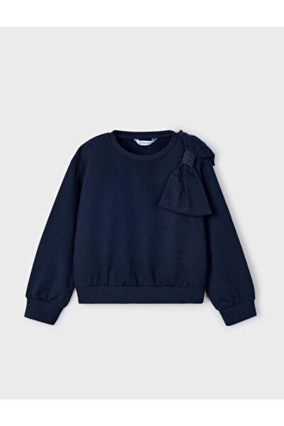 MAYORAL Girl's Shoulder Ribbon Detailed Sweater 2-10 Years Old Dark Blue