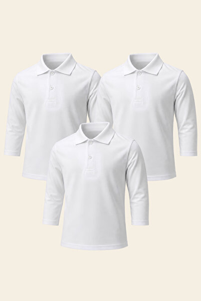 CRASSİ Boy's School Uniform Lacoste 3-Piece Set Long Sleeve Sweatshirt White ...