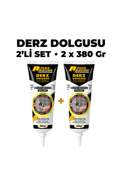 p plus Derzmatk Silikonlu Hazır Derz Dolgusu Beyaz 380 gr x 2 Adet – 2’li Set