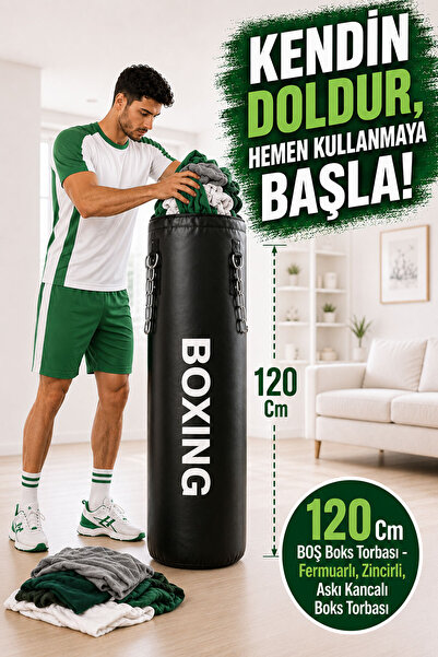 Spor Byfit 120 Cm X 35 Cm Içi Boş Boks Kum Torbası + Tavan Askı Aparatı - Boş