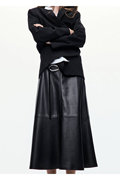 MANGO Woman Faux-leather A-line skirt