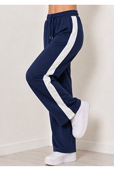 TORYUM TEKSTİL So, Wide Striped, Loose Legs, Relaxed Fit, 2-Ply Compact Fabri...