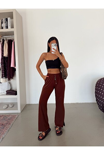 myd Sandy Slit Pants - Brown