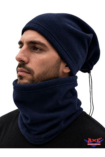 AXE SPORTSWEAR قبعة شتوية للجنسين باللون الأزرق الداكن مع طوق حراري من الصوف ...