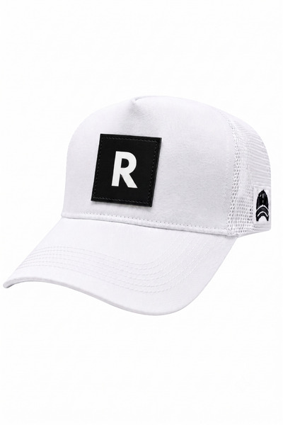 all hats R Letter Patch Detailed Mesh Trucker Baseball Cap
