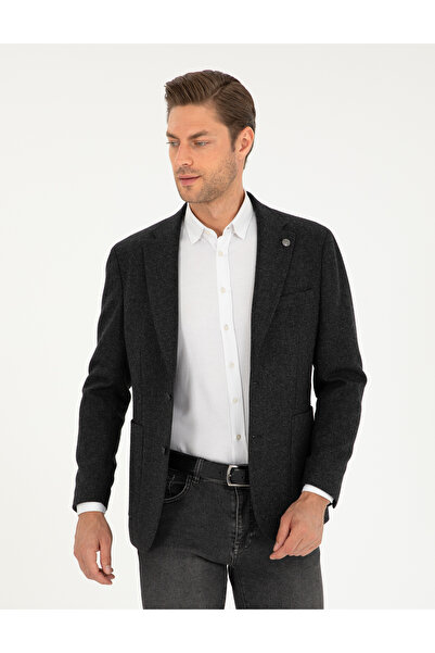 Pierre Cardin Antrasit Yün Karışımlı Slim Fit Ceket 50291937-VR006