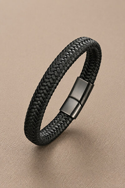 CAXBERN Unisex Genuine Magnetic Vegan Steel Leather Bracelet