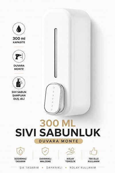 Kitchen Beauty 300ml Sıvı Sabunluk Duvara Monte Manuel Sabunluk Banyo Şampuan...