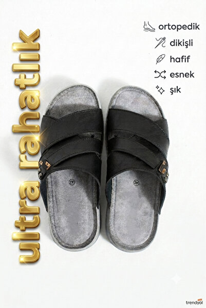 birr bazaar Men's Orthopedic Buckle Slippers with Stitched Synthetic Leather ...