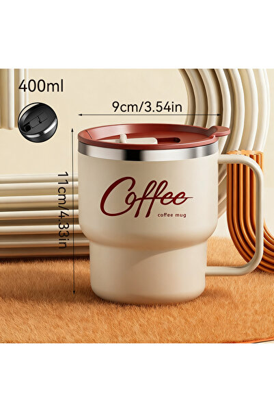 WORTHBUY كوب قهوة كريمي معزول بجدار مزدوج من الفولاذ المقاوم للصدأ 304 بسعة 3...